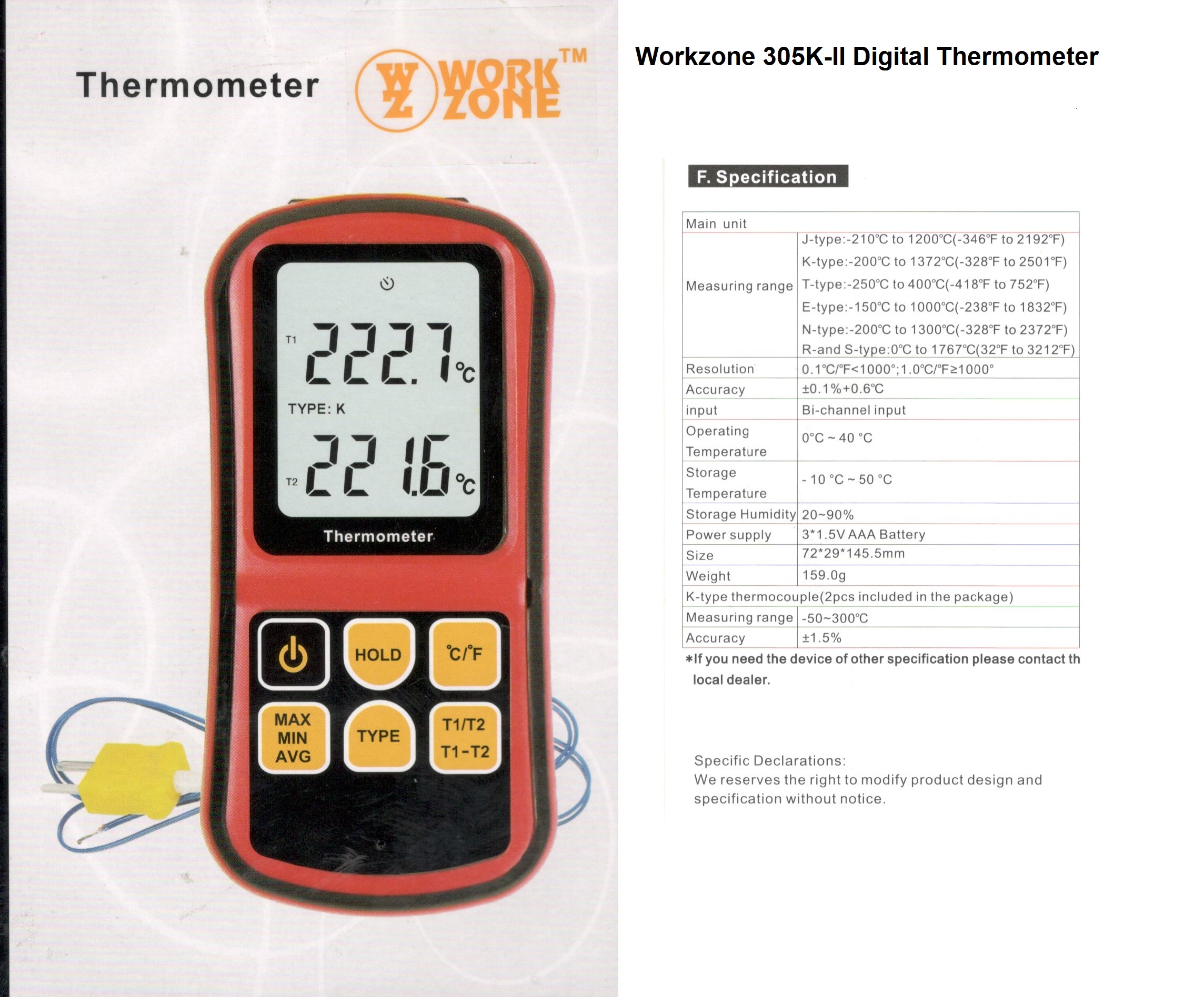 Workzone 305K-II Digital Thermometer